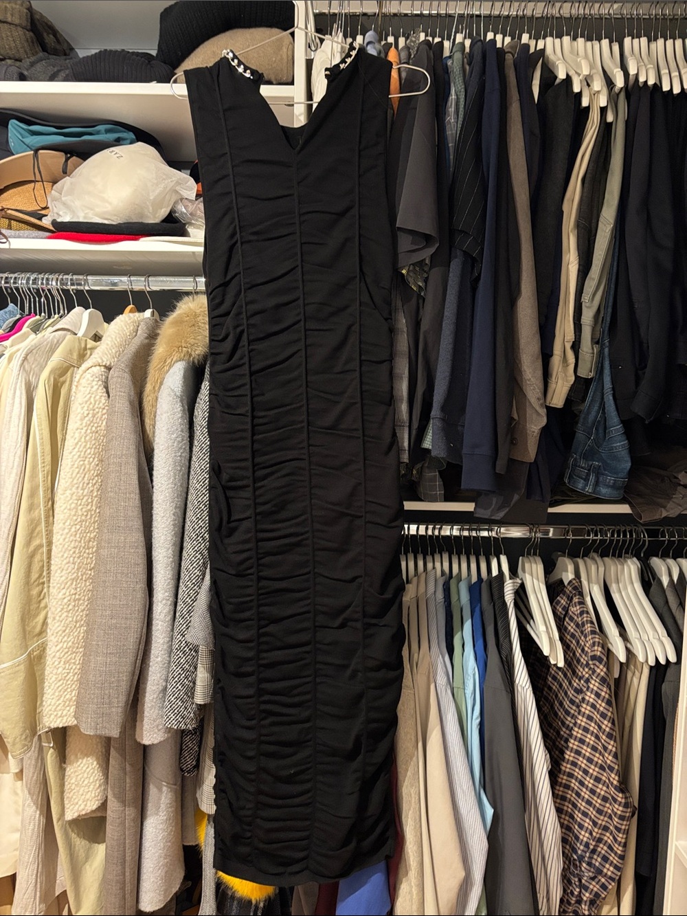 Zara Black Sleeveless Maxi Dress with Silver Chain Detail - Picture 2 of 7